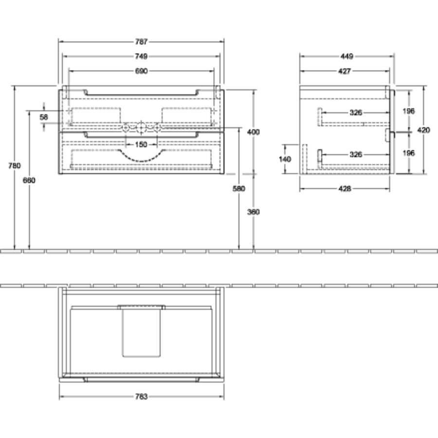 Wastafelonderkast Subway 2.0 787x420x449mm A68900VH