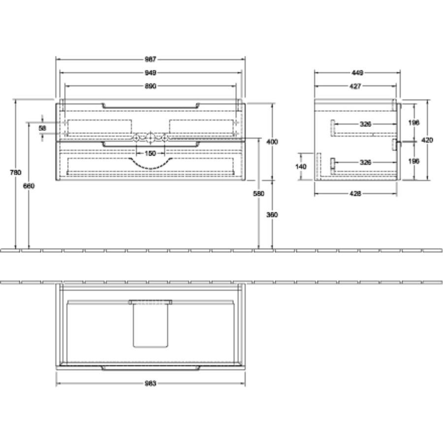 Wastafelonderkast Subway 2.0 987x420x449mm A69000FP