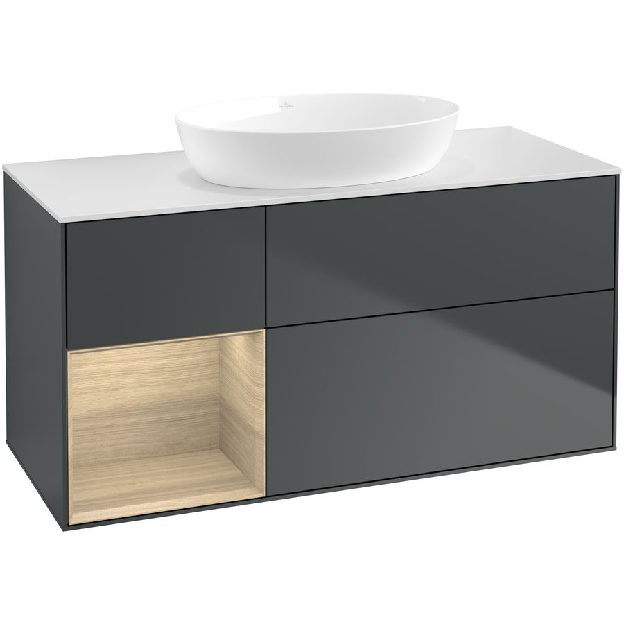 Wastafelonderkast Finion 1200x603x501mm Mid.Blue Matt Lacquer FA61PCHG