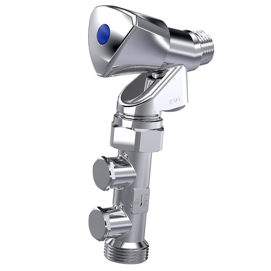 Wasmach.kraan 1/2"bt. RAM knop chroom + losse keerklep (EA)