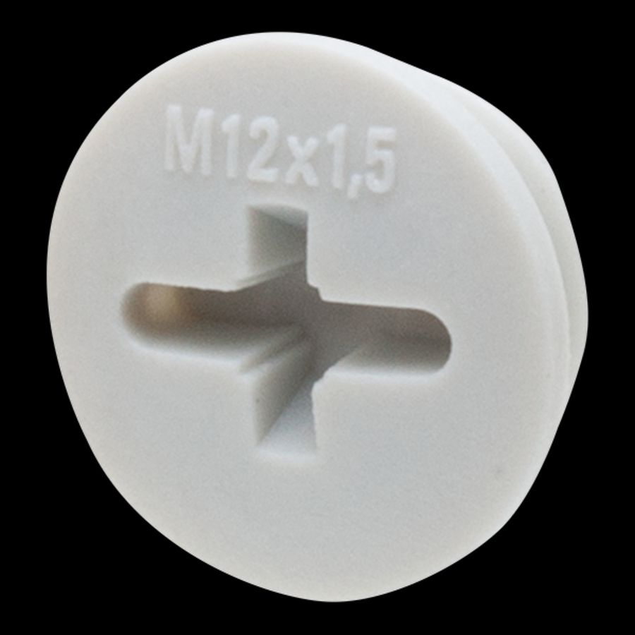 Blindstop kunststof M12x1,5 glasvezelversterkt, grijs (EVSG12LG) VVE=100