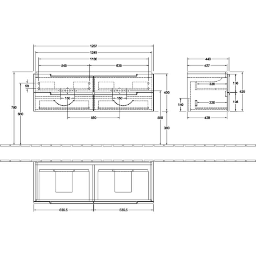 Wastafelonderkast Subway 2.0 1287x420x449mm A69210E8