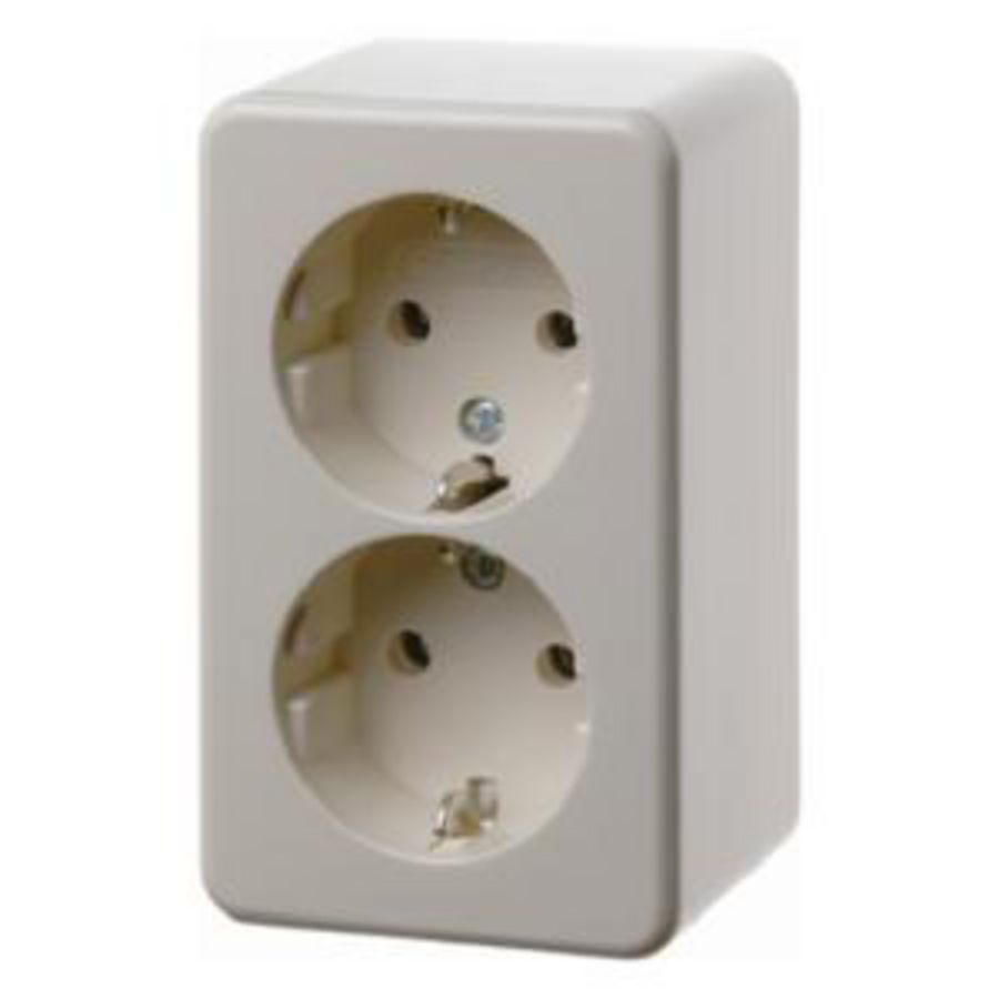 Wandcontactdoos RA 2-v steekklemmen opbouwserie wit