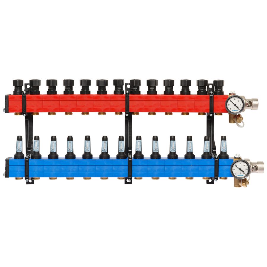 Vloerverwarmingsverdeler 4010 (zonder pomp) zijaansl. 10-145l/u 13-groeps