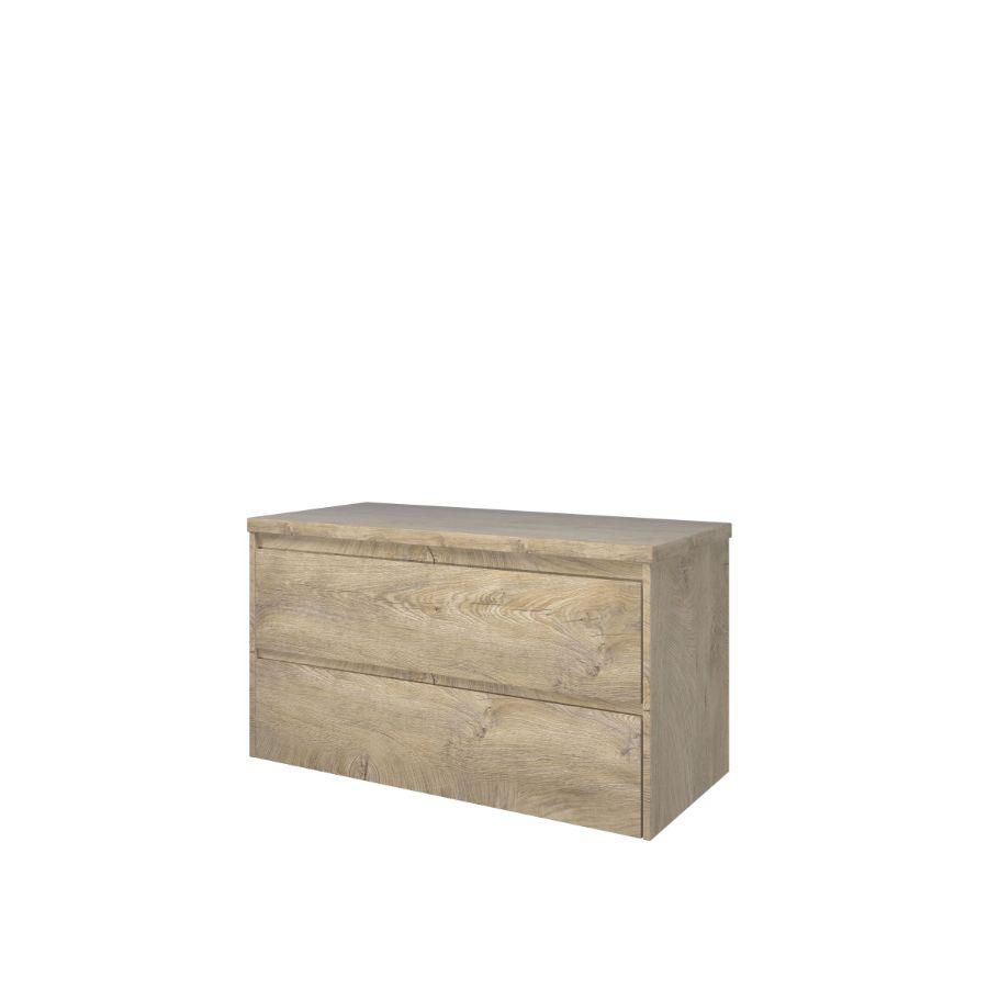 Set Proline Top afdekplaat en onderkast symmetrisch raw oak 100x46cm