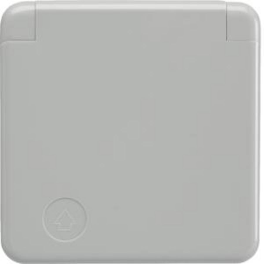 Wandcontactdoos RA klapd. en volle afdekplaat IP44 inb grijs
