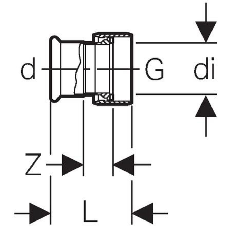 2-del. koppeling vlak MAPRESS koper (brons) 42x wartel 1.3/4"