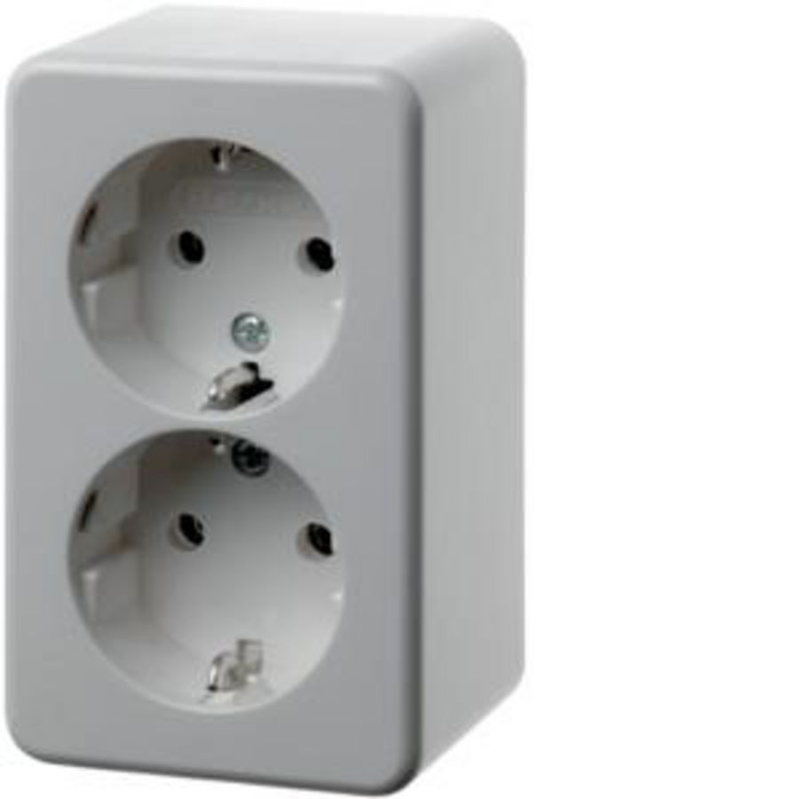 Wandcontactdoos RA 2-v steekklemmen opbouwserie polarwit