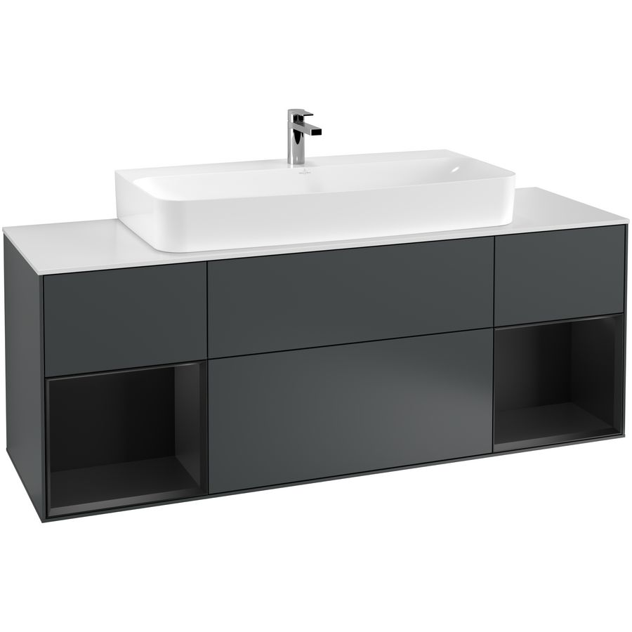 Wastafelonderkast Finion 1600x603x501mm Mid.Blue Matt Lacquer G211PDHG