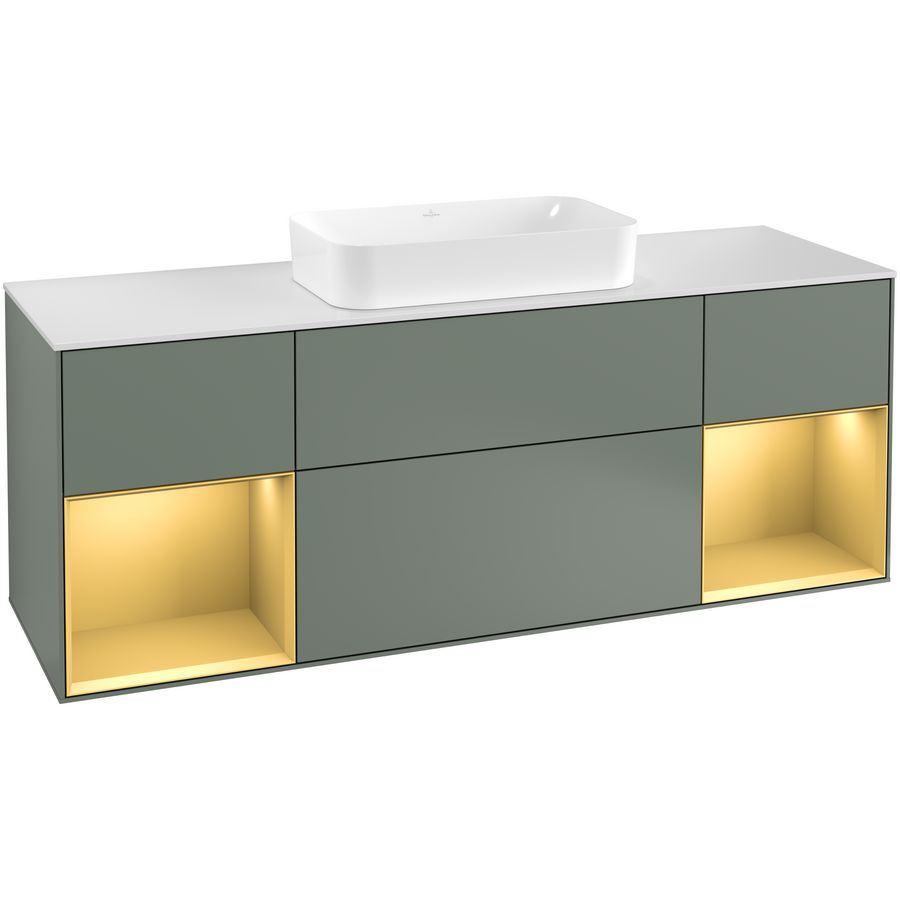 Wastafelonderkast Finion 1600x603x501mm Olive Matt Lacquer G331HFGM