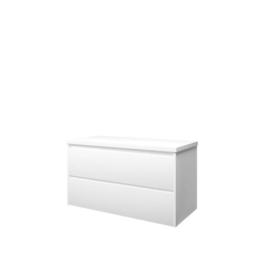 Set Proline Top afdekplaat en onderkast symmetrisch mat wit 100x46cm
