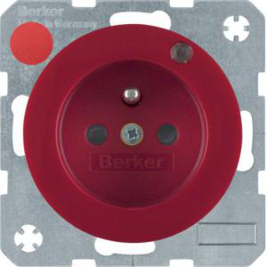 Wandcontactdoos penaarde contr-led berker R.1/R.3/R.8 rood