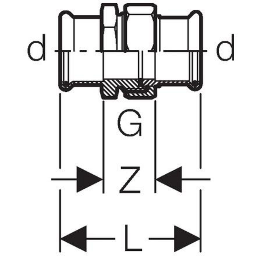 3-del. koppeling MAPRESS RVS FKM blauw 28mm 2x pers VVE=5