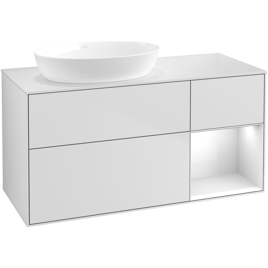 Wastafelonderkast Finion 1200x603x501mm White Matt Lacquer FA51GFMT