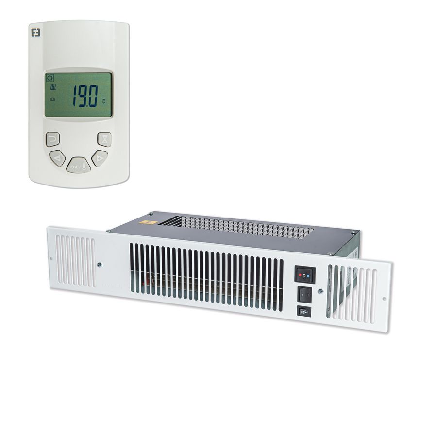 Plintverwarmer Kickspace 500 Duo Eco elektich/watergevoed 1400W incl. aansluitslangen + draadoze thermostaat excl. grille/rooster