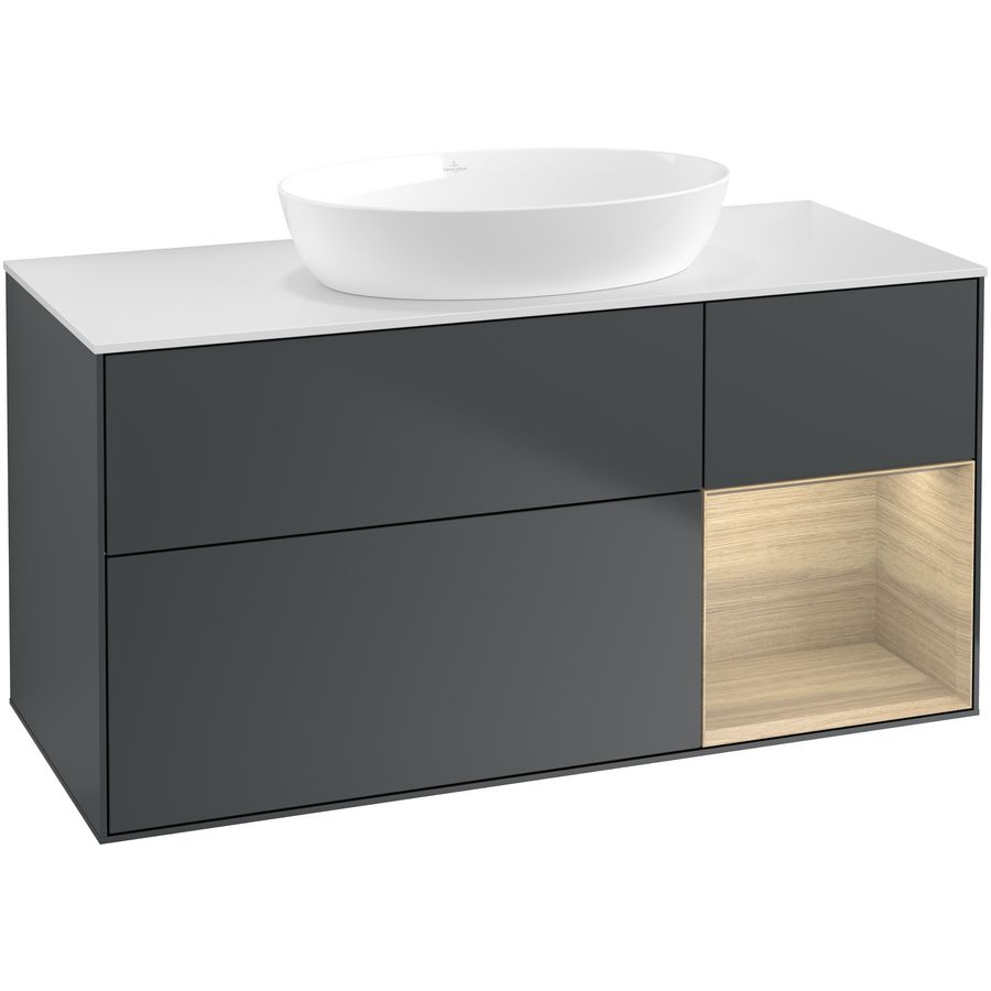 Wastafelonderkast Finion 1200x603x501mm Mid.Blue Matt Lacquer FA71PCHG