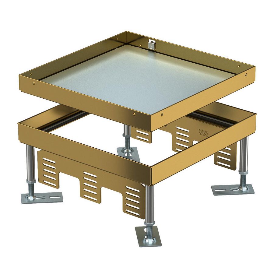 Vierkante cassette Blinddeksel 243x243x100 Messing