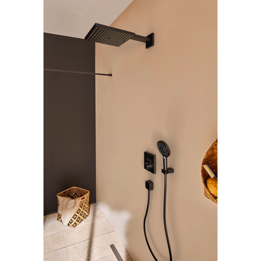 FixFit Square muuraansl.bocht 1/2 mat zwart met terugslagklep