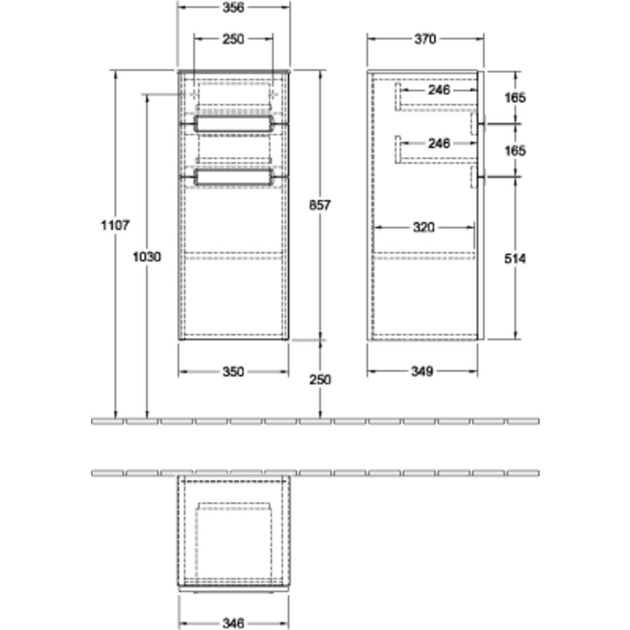 Zijkast Subway 2.0 356x857x370mm A7131SDH
