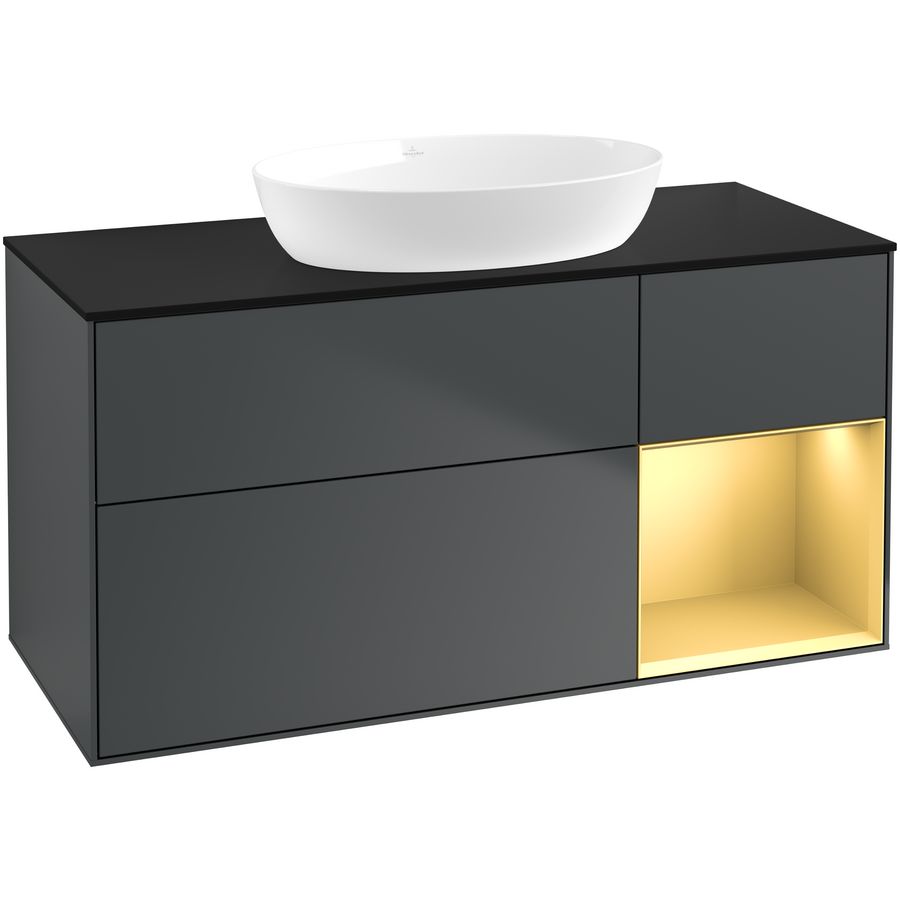 Wastafelonderkast Finion 1200x603x501mm Mid.Blue Matt Lacquer FA72HFHG