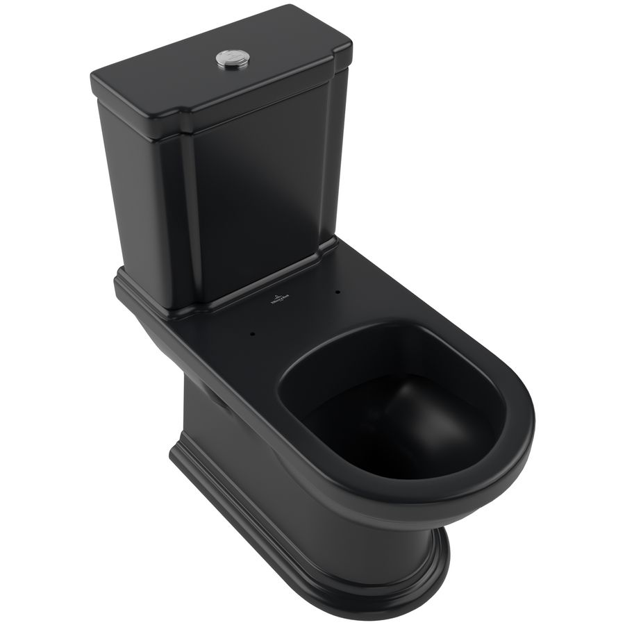 Closet tbv duoblok diepspoel Hommage 370x725mm Pure Black CeramicPlus (excl. zitting / exc. reservoir)