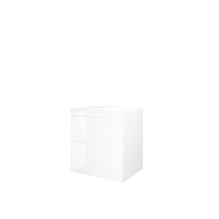 Set Proline Top afdekplaat en onderkast asymmetrisch glans wit 60x46cm