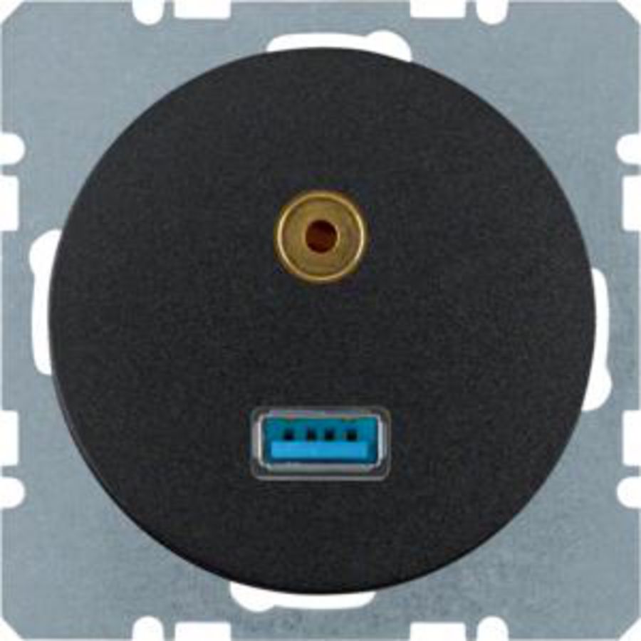 USB/audio 35mm mini-Jack wcd berker R.1/R.3/R.8 zwart