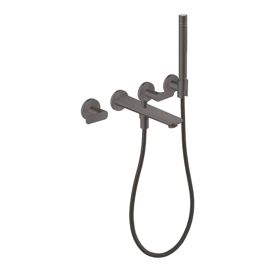 Afbouwdeel 3-gats inbouw badkraan handdouche Cubic Cut greep brushed black chrome Citterio-C
