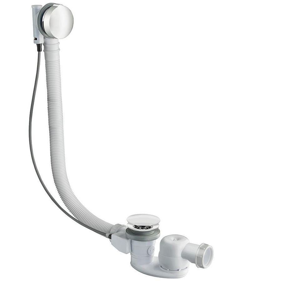 Badafvoer wit kunststof/chroom met pop-up (kabel 80cm) sluit