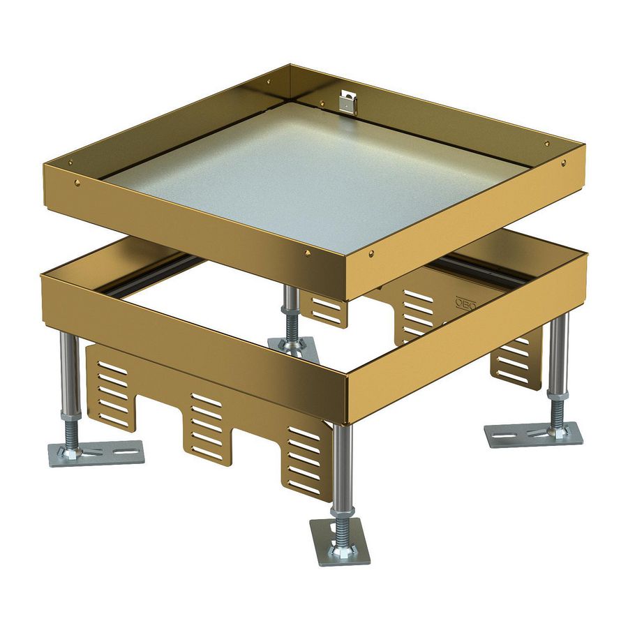 Vierkante cassette Blinddeksel 243x243x105 Messing