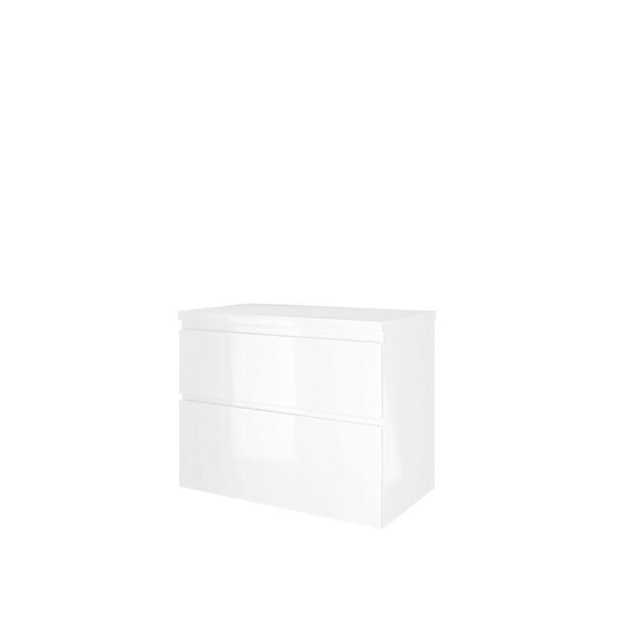 Set Proline Top afdekplaat en onderkast asymmetrisch glans wit 80x46cm