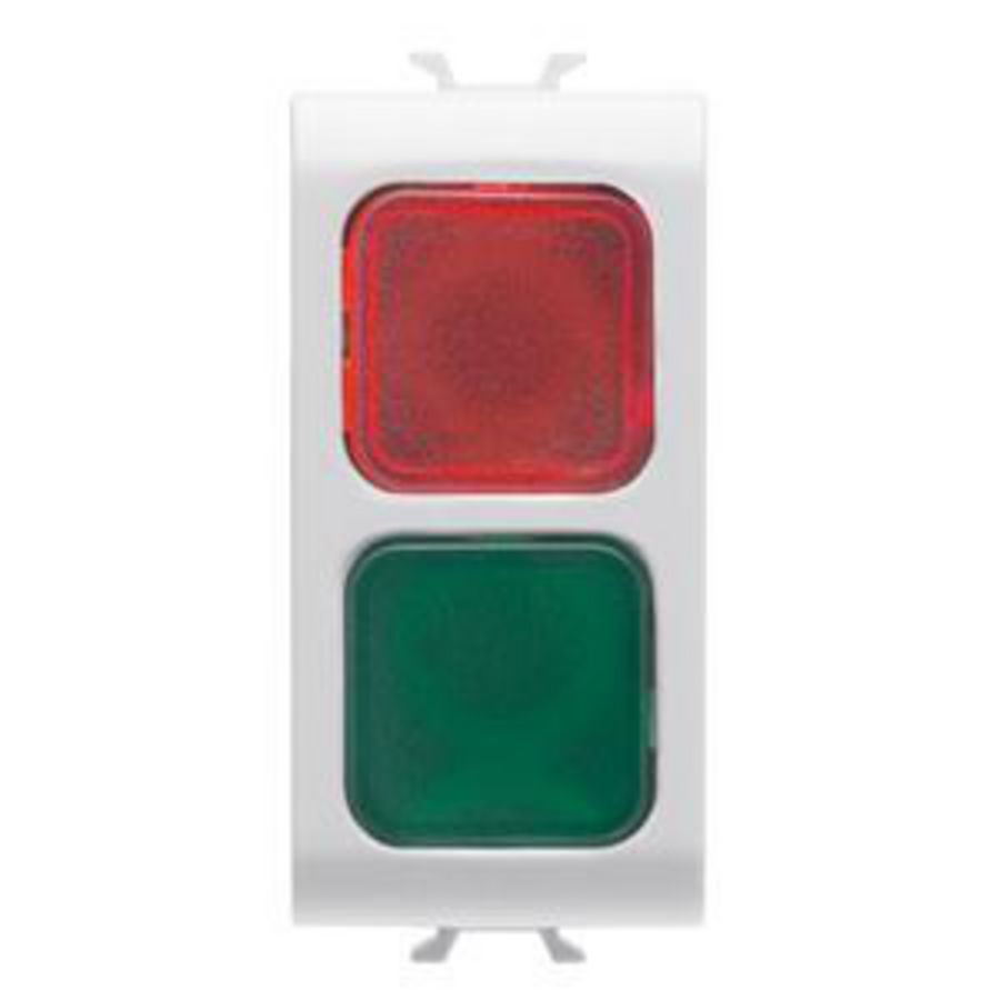 DOUBLE INDICATOR LAMP-RED/GREEN-1 MODULE-SATIN WHITE -
