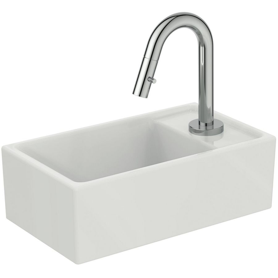 Fontein pack Tempo 37x21cm wit met kraan RE/buisuitloop chroom