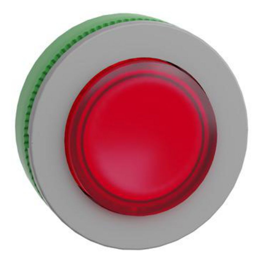 Flush mounted red projecting illum pushbutton head integr