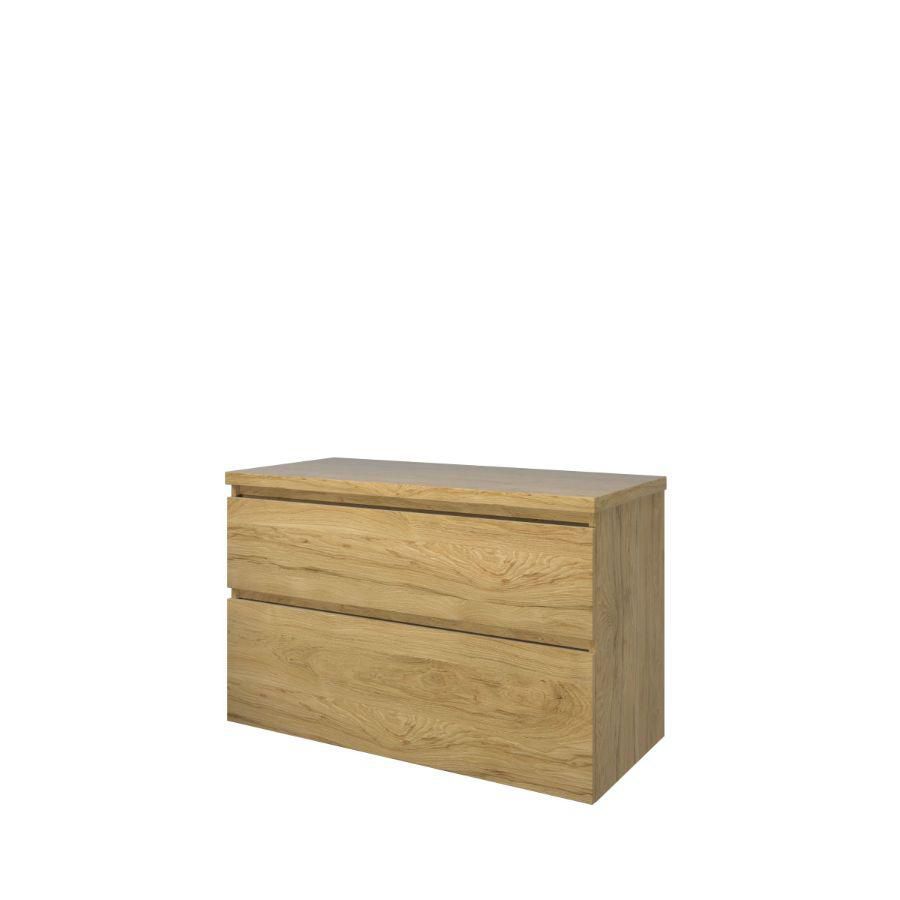 Set Proline Top afdekplaat en onderkast asymmetrisch Ideal oak 100x46cm