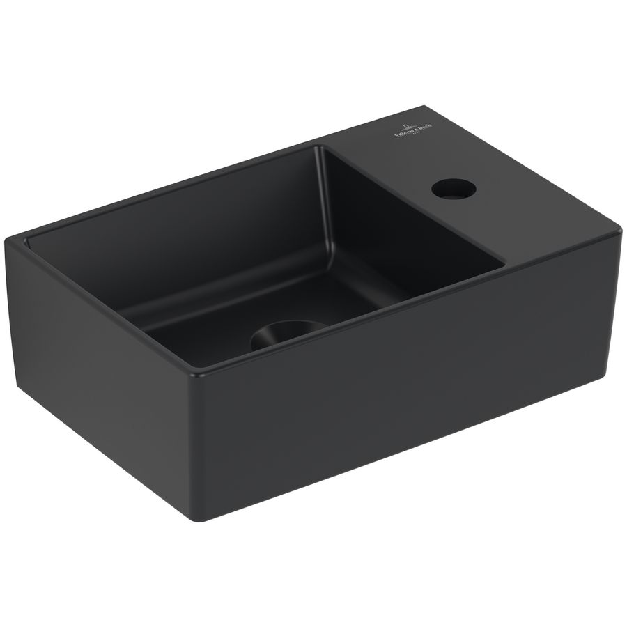 Fontein Memento 2.0 400x260mm Pure Black CeramicPlus kraangat rechts zonder overloop