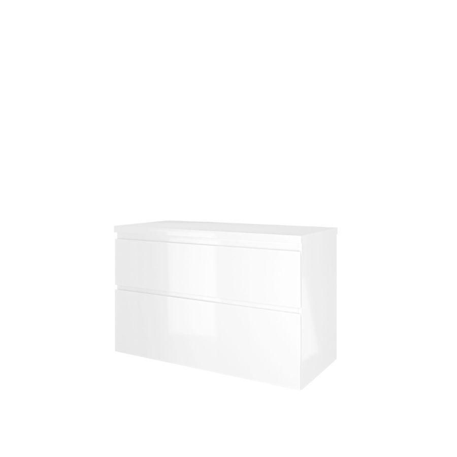 Set Proline Top afdekplaat en onderkast asymmetrisch glans wit 100x46cm
