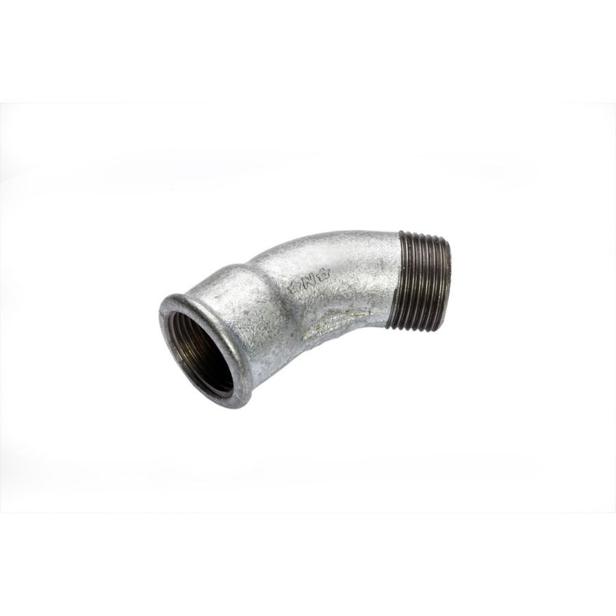 Bochtkoppeling 45° malleabel gietijzer verzinkt nr.40 1/4" bn.xbt. VVE=10