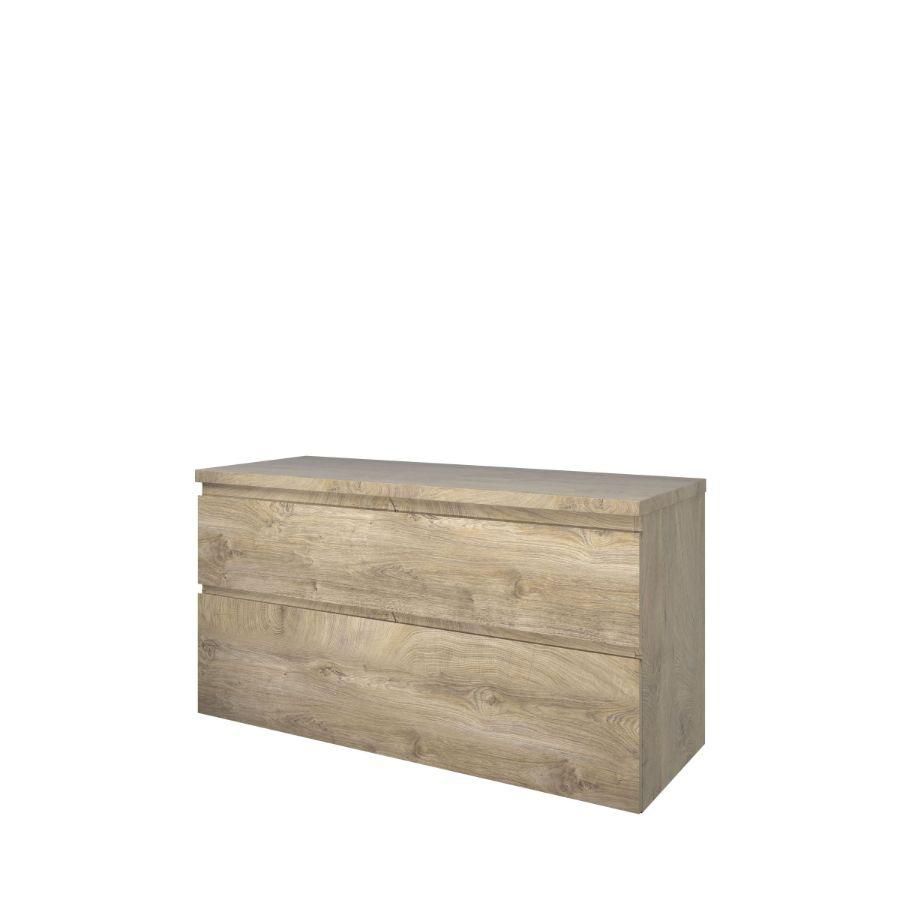 Set Proline Top afdekplaat en onderkast asymmetrisch raw oak 120x46cm