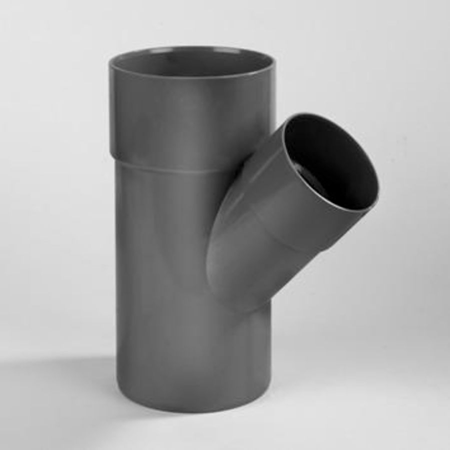 PVC lijm T-stuk 45° 125x75mm grijs mof/spie