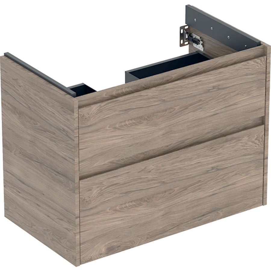 onderkast voor wastafel 2x la 79.4x60.6x44.6cm Breedte wastafel=85cm walnoot hickory / Melamine houtstructuur