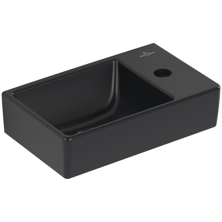 Fontein Avento 360x220mm Pure Black CeramicPlus kraangat rechts zonder overloop