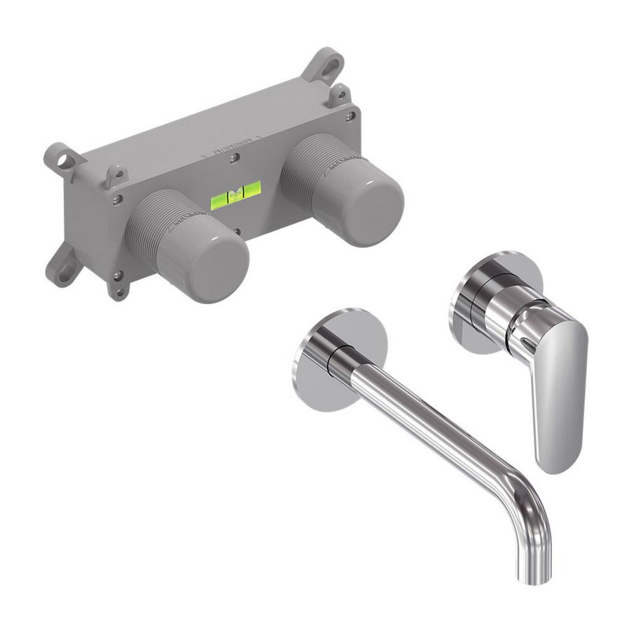 Wandmengkraanset FORMA 2-gats chroom incl. inbouwbox (mengdeel rechts/ uitloop links) MAY