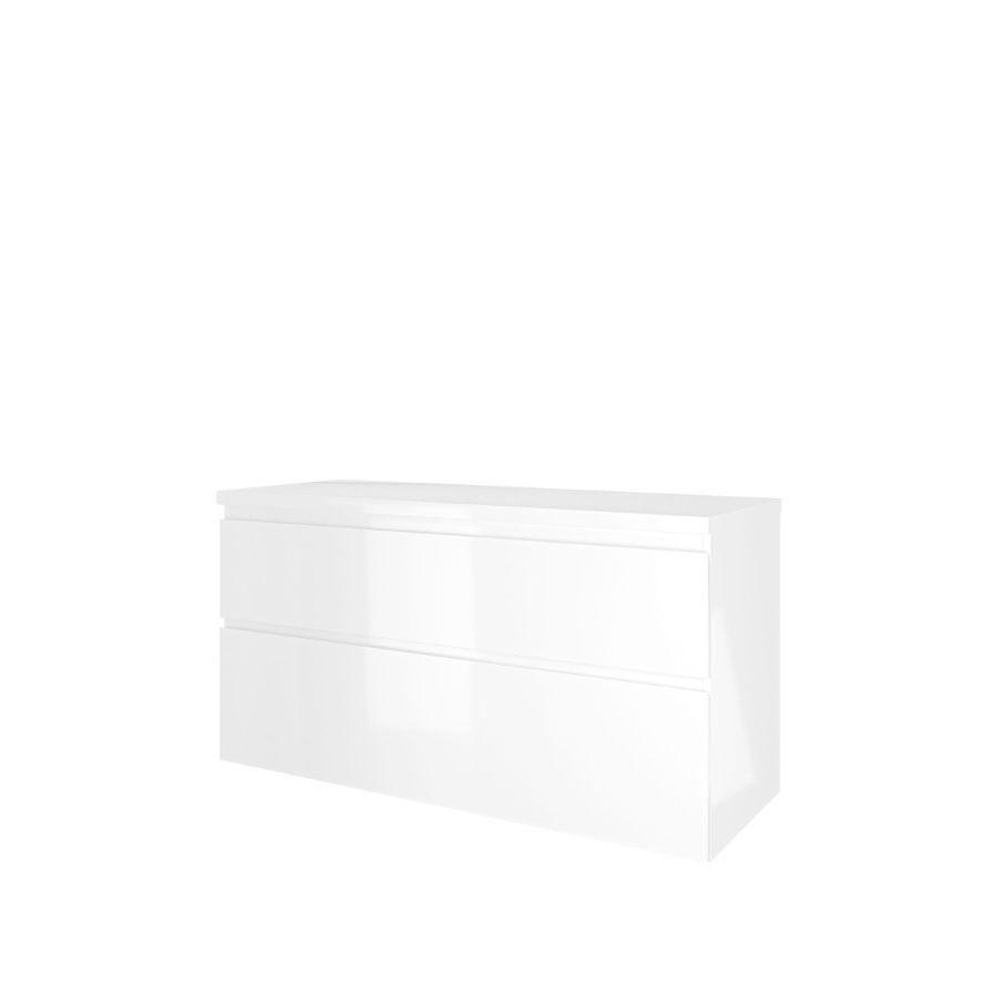 Set Proline Top afdekplaat en onderkast asymmetrisch glans wit 120x46cm