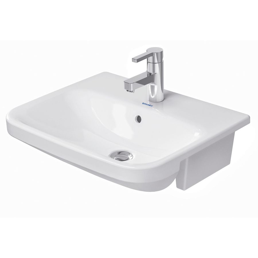 DURASTYLE #037555 halfinbouwwastafel 550mm wit met kraangat met overloop
