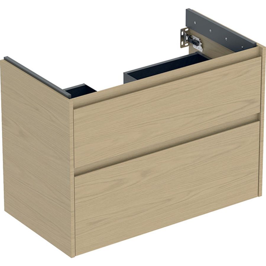 onderkast voor wastafel 2x la 84.6x60.6x44.6cm Breedte wastafel=90cm eik naturel / Melamine houtstructuur