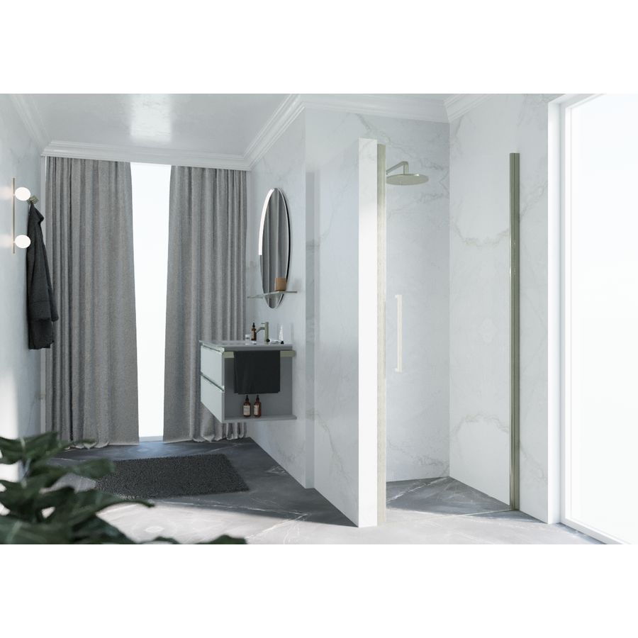 Deur Young Plus 1B 97 VeR97-101Cm Helder Glas Rvs-Look