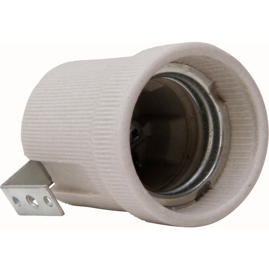 Lamphouder E27 keramiek glad met beugel beige/wit VVE=10