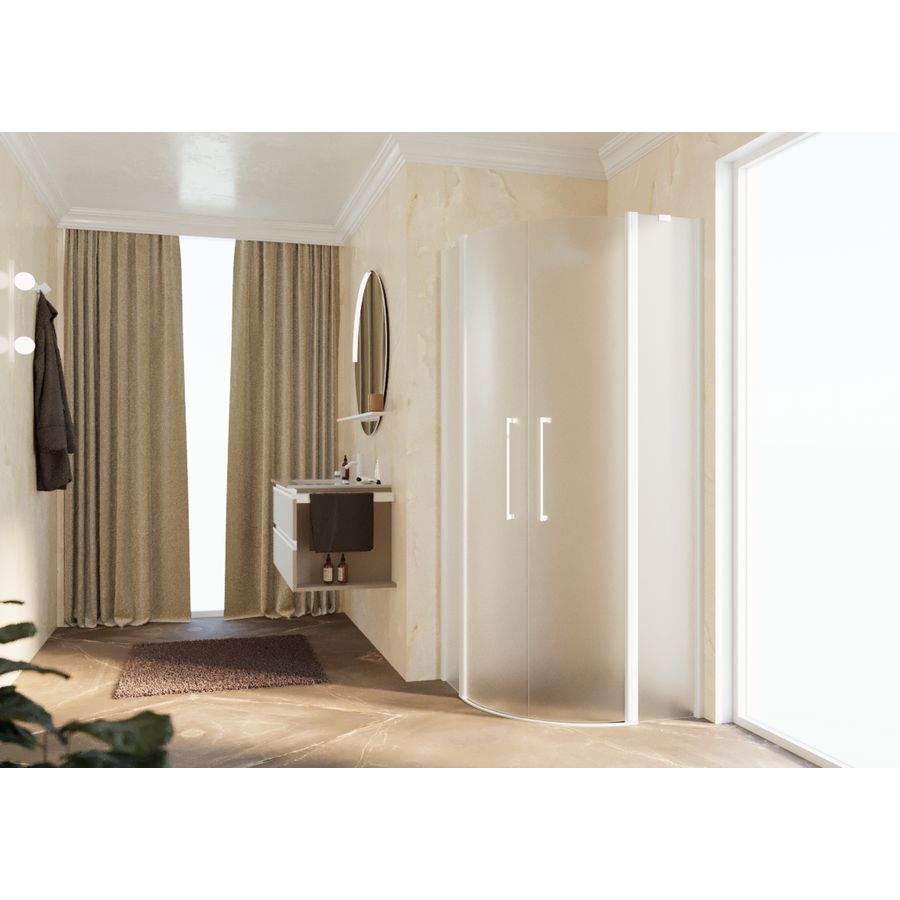 Douchecab. Young R 100 Ver.97,5-99,5Cm Satin Glas Wit Mat