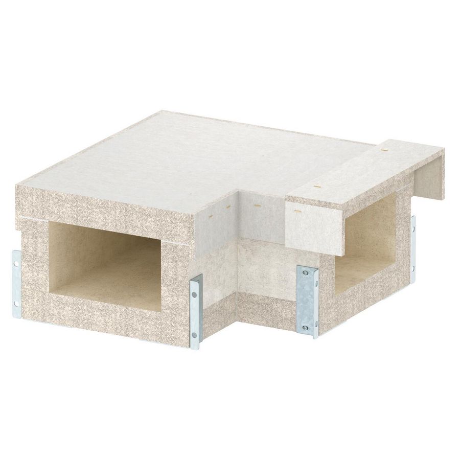 Bocht 90gr EI90 voor PLCS D091220 200x120 glasvezel grijs